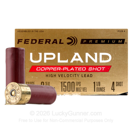 12 Gauge - 2-3/4" 1-1/8oz. #4 Shot - Federal Upland - 250 Rounds