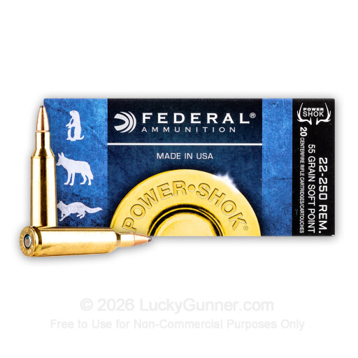 22-250  - 55 gr SP - Federal Power Shok - 20 Rounds