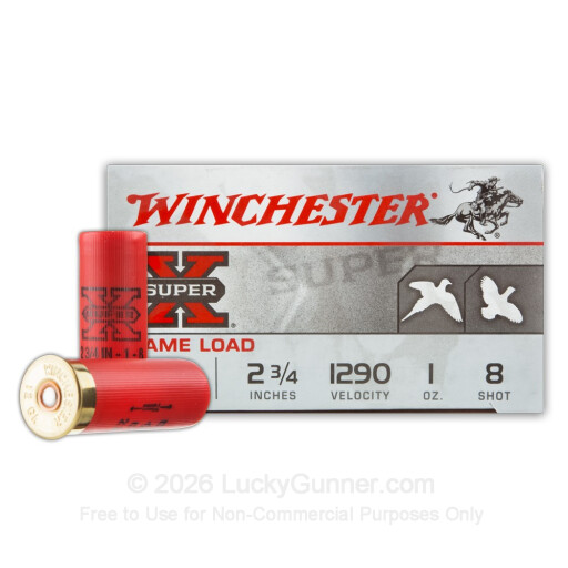 12 Gauge - 2-3/4" 1 oz. #8 Shot - Winchester Super-X Game Loads - 250 Rounds
