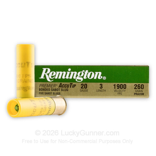 20 ga - 3" 260 gr AccuTip Bonded Sabot Slug with Power Port Tip - Remington Premier - 5 Rounds