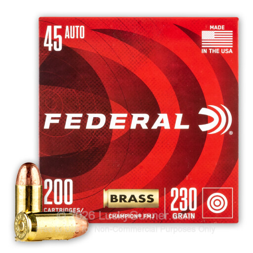 45 ACP - 230 Grain FMJ - Federal Champion - 200 Rounds