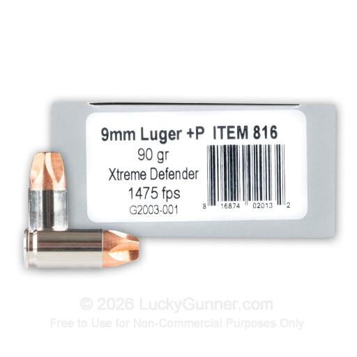 9mm - +P 90 Grain Xtreme Defender - Underwood - 20 Rounds