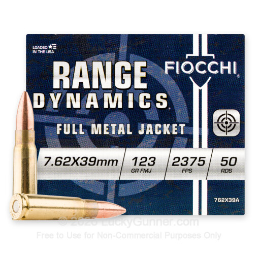 7.62x39 - 123 Grain FMJ - Fiocchi - 50 Rounds