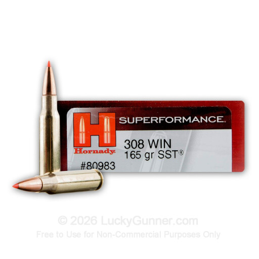 308 - 165 Grain SST - Hornady Superformance - 20 Rounds