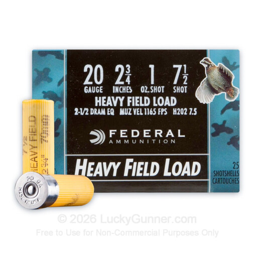 20 Gauge - 2-3/4" 1 oz. #7-1/2 Shot - Federal Game Shok - 25 Rounds