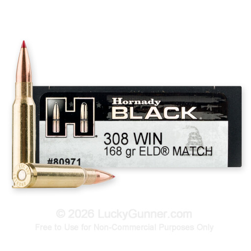308 - 168 Grain ELD Match - Hornady BLACK - 20 Rounds