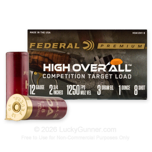 12 Gauge - 2-3/4" 1oz. #8 Shot - Federal High Over All - 25 Rounds