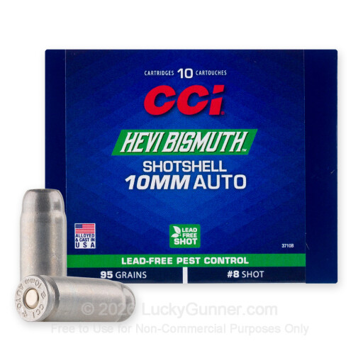 10mm Auto - 95 Grain #8 Bismuth Shot - CCI Pest Control Shotshell - 10 Rounds