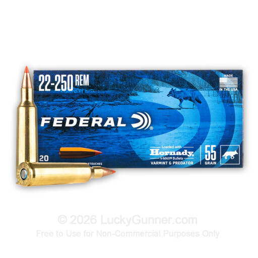 22-250 - 55 Grain V-MAX - Federal Varmint & Predator - 20 Rounds
