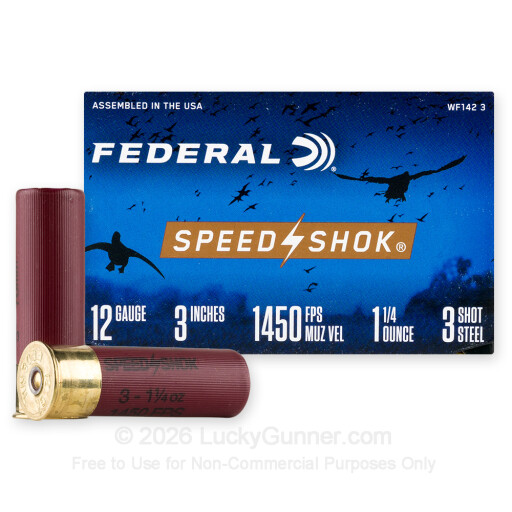 12 Gauge - 3" 1-1/4oz. #3 Steel Shot - Federal Speed-Shok - 25 Rounds