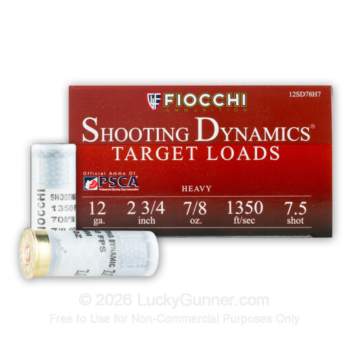 12 Gauge - 2 3/4" 7/8oz. #7.5 Shot Target Load - Fiocchi - 250 Rounds