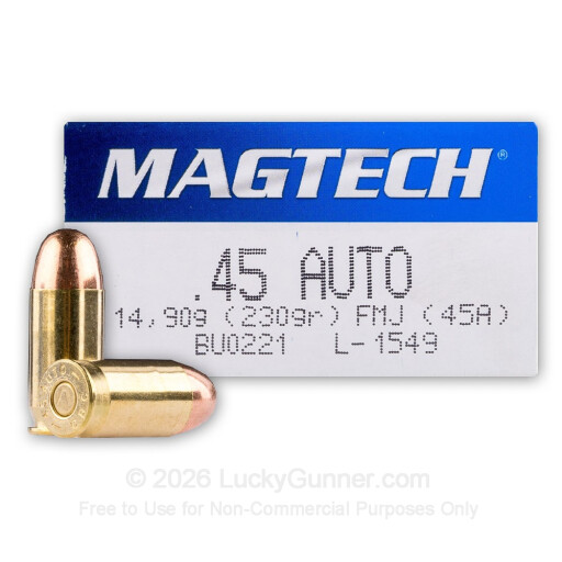 45 ACP - 230 Grain FMJ - Magtech - 1000 Rounds