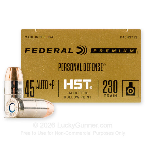 45 ACP - +P 230 Grain HST JHP - Federal Personal Defense - 20 Rounds