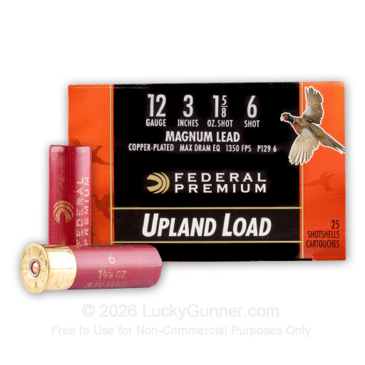 12 Gauge - 3" Max Dram 1-5/8 oz. #6 Shot - Federal Wing-Shok - 25 Rounds