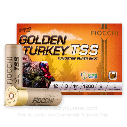 12 Gauge - 3" 1-5/8oz. #9 Shot - Fiocchi Golden Turkey TSS - 5 Rounds