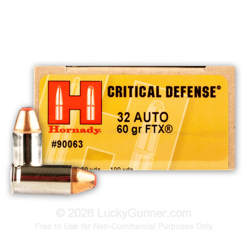 32 ACP - 60 Grain FTX - Hornady Critical Defense - 25 Rounds
