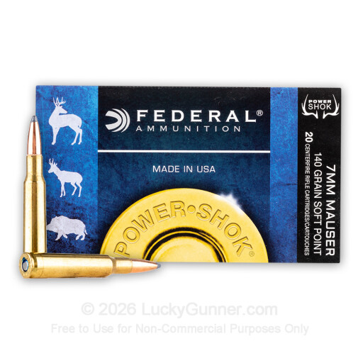 7mm Mauser - 140 Grain Speer Hot-Cor Soft Point - Federal Power-Shok - 20 Rounds
