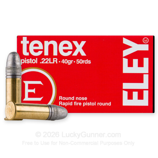 22 LR - 40 Grain LRN - Eley Tenex Pistol - 50 Rounds