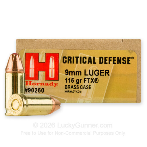 9mm - 115 Grain FTX - Hornady Critical Defense - 25 Rounds