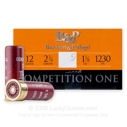12 Gauge - 2-3/4" 1-1/8oz. #9 Shot - Baschieri & Pellagri Competition One - 25 Rounds