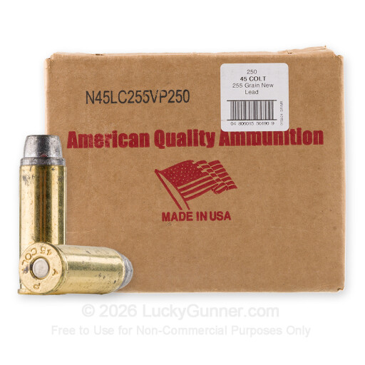 45 Long Colt - 255 Grain LSWC - American Quality Ammunition - 250 Rounds