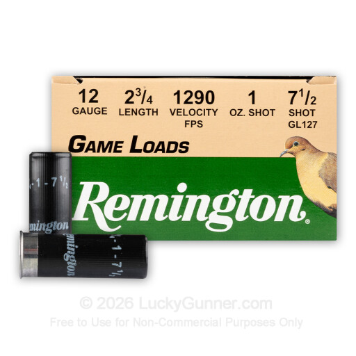 12 ga - 2-3/4" Lead Shot - 1 oz. - #7.5 -  Remington Game Load - 250 Rounds