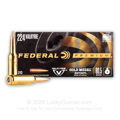 224 Valkyrie - 80.5 Grain Gold Medal Berger - Federal - 20 Rounds