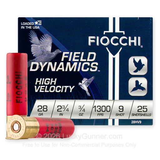 28 Gauge - 2-3/4" 3/4oz. #9 Shot - Fiocchi - 25 Rounds