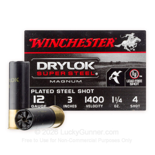 12 Gauge - 3" 1 1/4 oz. #4 Steel Shot - Winchester Drylok Super Steel Magnum - 25 Rounds