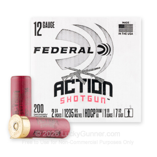 12 Gauge - 2-3/4" 1-1/8oz. #7.5 Shot - Federal Action Shotgun - 200 Rounds