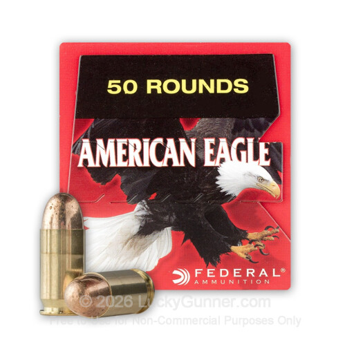 45 ACP - 230 Grain FMJ - Federal American Eagle (trayless) - 50 Rounds