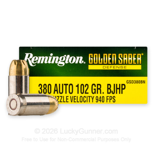 380 Auto - 102 Grain BJHP - Remington Golden Saber - 20 Rounds