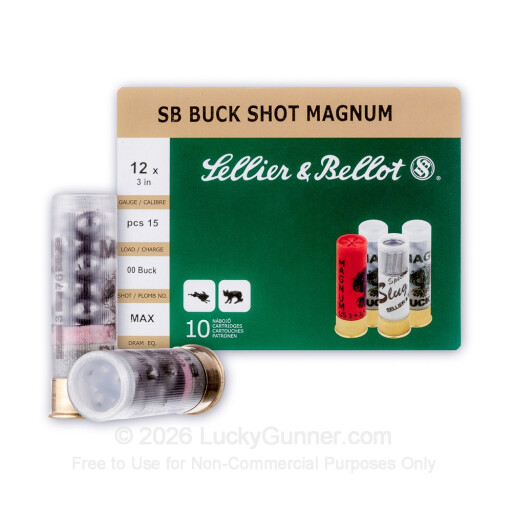 12 Gauge - 3" 15 Pellets 00 Buck - Sellier & Bellot - 10 Rounds