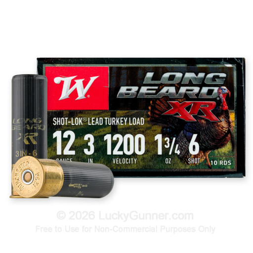 12 Gauge - 3" 1-3/4 oz. #6 Lead Shot - Winchester Elite Long Beard XR Turkey Load - 10 Rounds