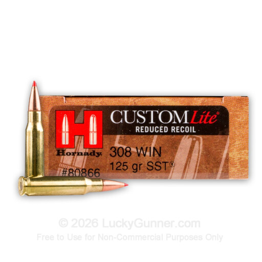 308 - 125 gr SST - Reduced Recoil - Hornady Custom Lite - 20 Rounds
