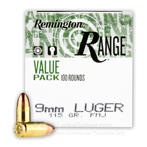 9mm - 115 Grain FMJ - Remington Range - 100 Rounds