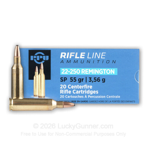 22-250 Remington - 55 Grain SP - Prvi Partizan - 20 Rounds