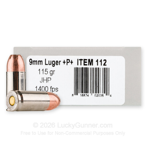 9mm - +P+ 115 Grain JHP - Underwood - 20 Rounds
