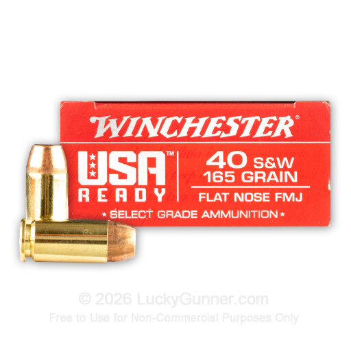 40 S&W - 165 Grain FMJ FN - Winchester USA Ready - 50 Rounds