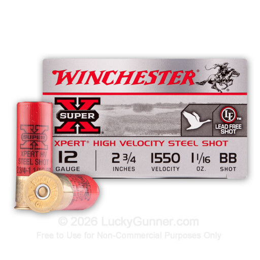 12 Gauge - 2-3/4" Steel Shot  - 1-1/16 oz. #BB - Winchester Super-X High Velocity - 25 Rounds