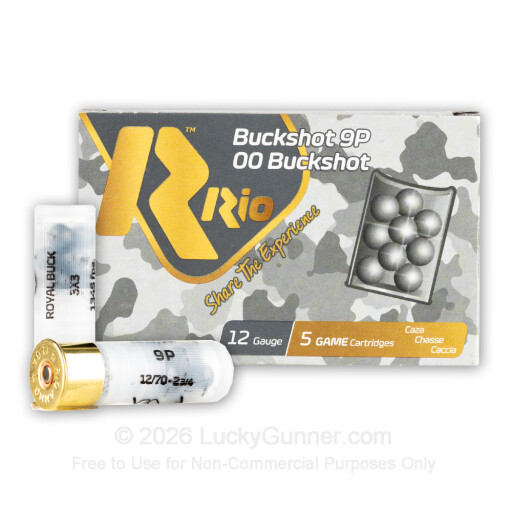 12 Gauge - 2-3/4" 9 Pellets 00 Buck - Rio - 250 Rounds