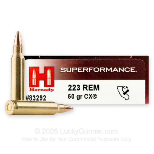 223 Rem - 50 Grain CX - Hornady Superformance - 20 Rounds
