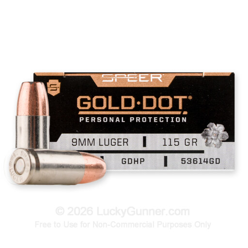 9mm - 115 Grain JHP - Speer Gold Dot - 50 Rounds