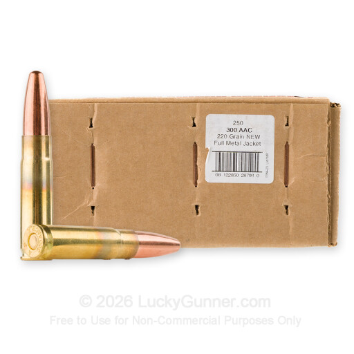 300 AAC Blackout - 220 Grain FMJ - American Quality Ammunition - 250 Rounds