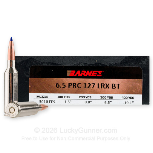 6.5 PRC - 127 Grain LRX BT - Barnes VOR-TX LR - 20 Rounds