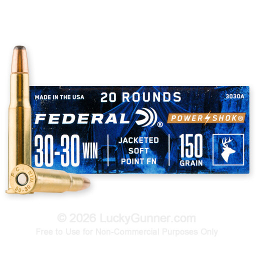 30-30 - 150 Grain SP Flat Nose - Federal Power-Shok - 20 Rounds