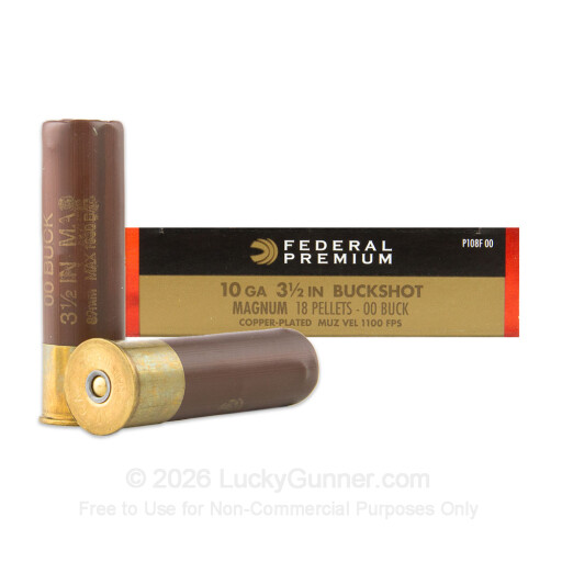 10 Gauge - 3-1/2" 18 Pellets 00 Buckshot - Federal Vital-Shok - 5 Rounds