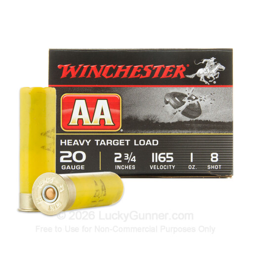 20 Gauge - 2-3/4" 1 oz. #8 Shot - Winchester AA Heavy Target - 25 Rounds
