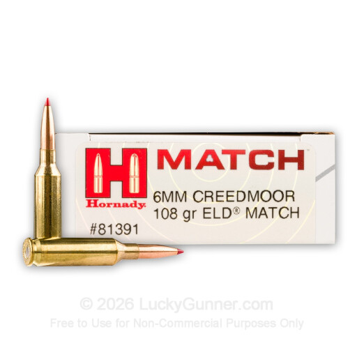 6mm Creedmoor - 108 Grain ELD Match - Hornady Match - 20 Rounds
