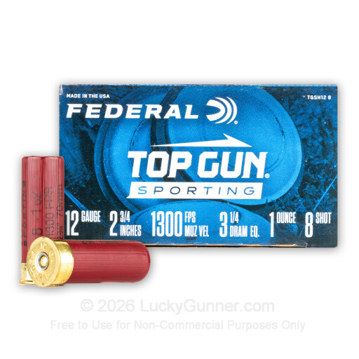 12 Gauge - 2-3/4" 1oz. #8 Shot - Federal Top Gun Sporting - 250 Rounds